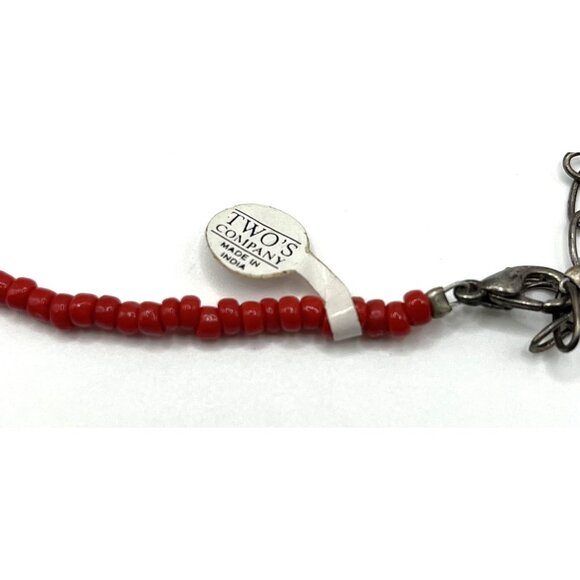 Turquoise & Red Seed Bead Southwestern Necklace By Two's Company 15"L - Picture 3 of 4